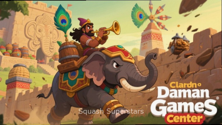 Squash Superstars Diwali Event Squash Superstars Diwali special event in-game screenshot with rangoli patterns and traditional lamps