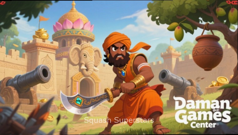Squash Superstars Indian Avatar Squash Superstars gameplay showing Indian player avatar in traditional clothing with regional accessories